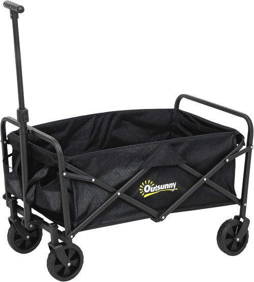 Black Folding Festival Trolley 62L Heavy Duty Garden Camping Beach Wagon 120kg
