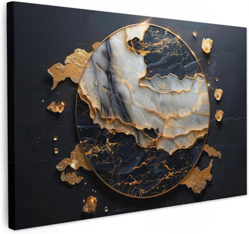 Abstract Gold Black Canvas Wall Art Modern Luxury Statement Print 35x24