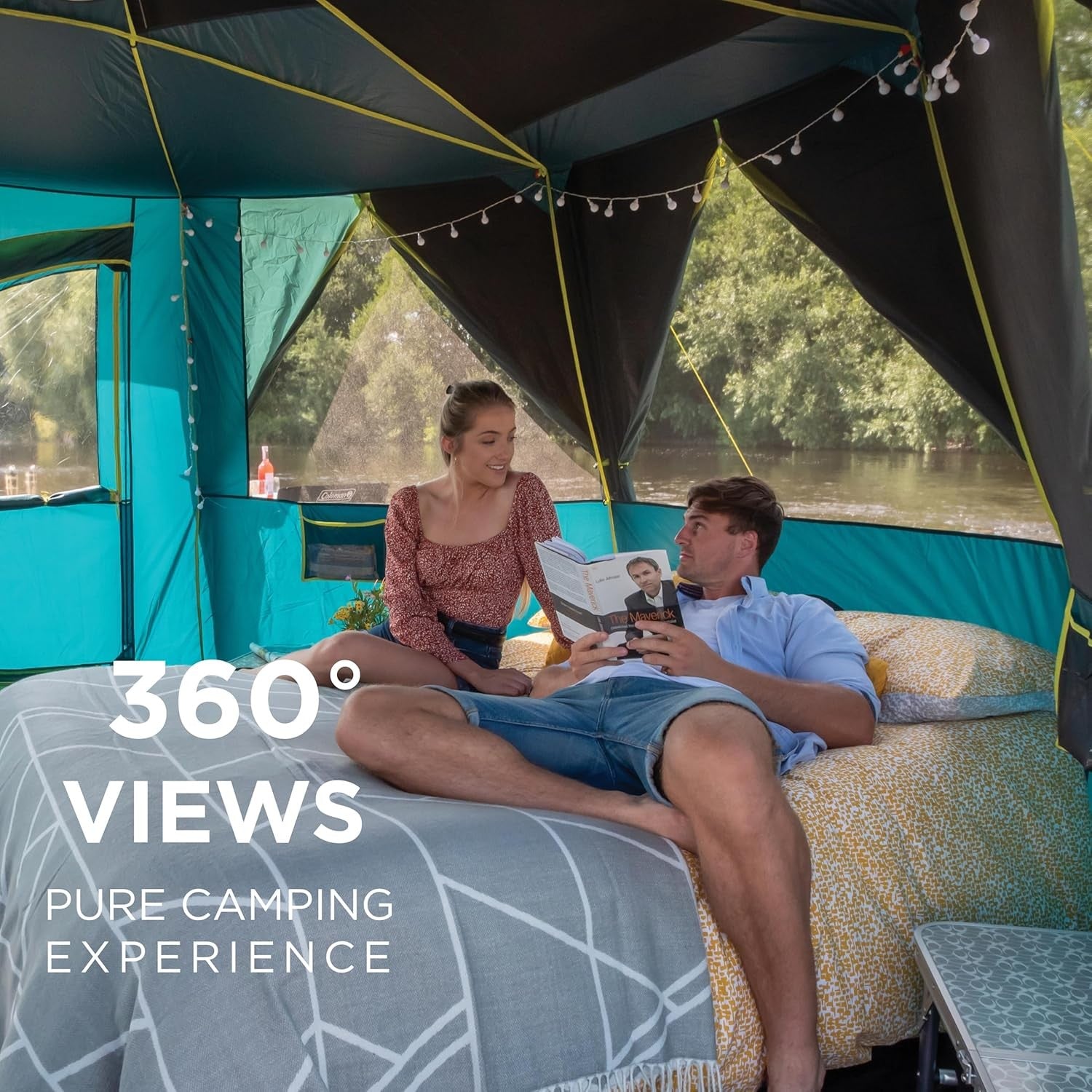 6 Man Festival Dome Tent 360° View Waterproof Groundsheet Steel Frame