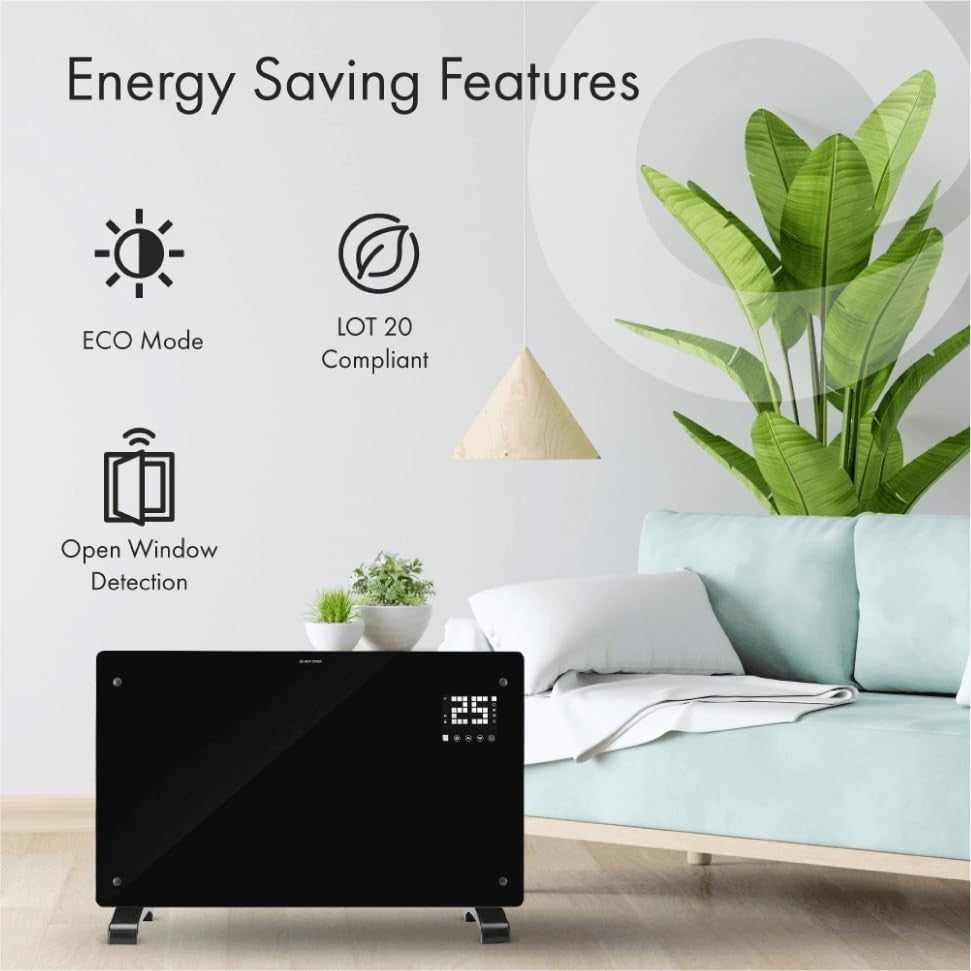 Smart WiFi Electric Panel Heater 2000W | Alexa Control, Timer, IP24