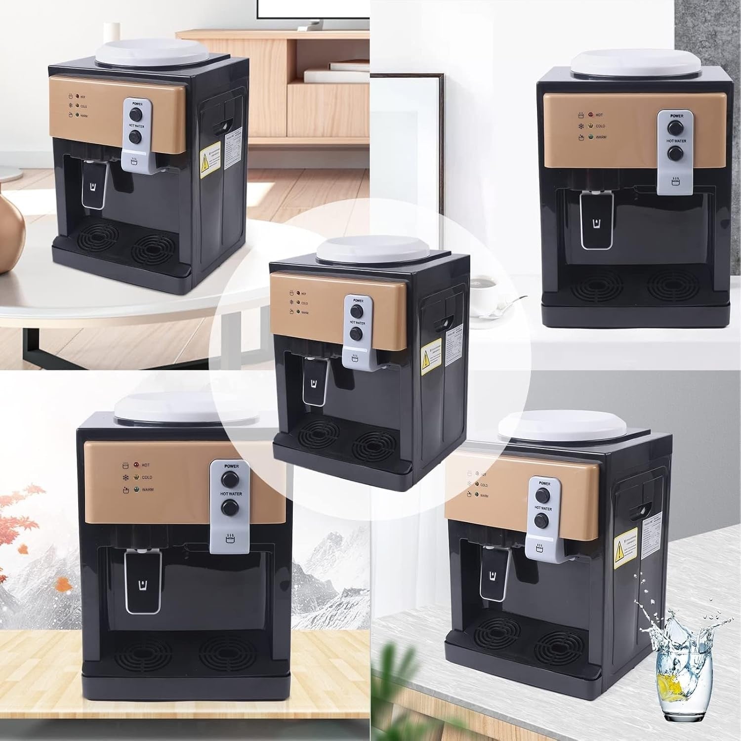 Top Loading Water Cooler Hot Cold Dispenser Countertop 3 Temp Settings