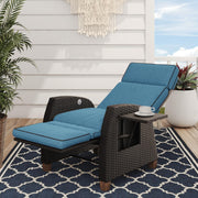Recliner Rattan Sun Lounger Chair Wicker Garden Patio Cushioned Set