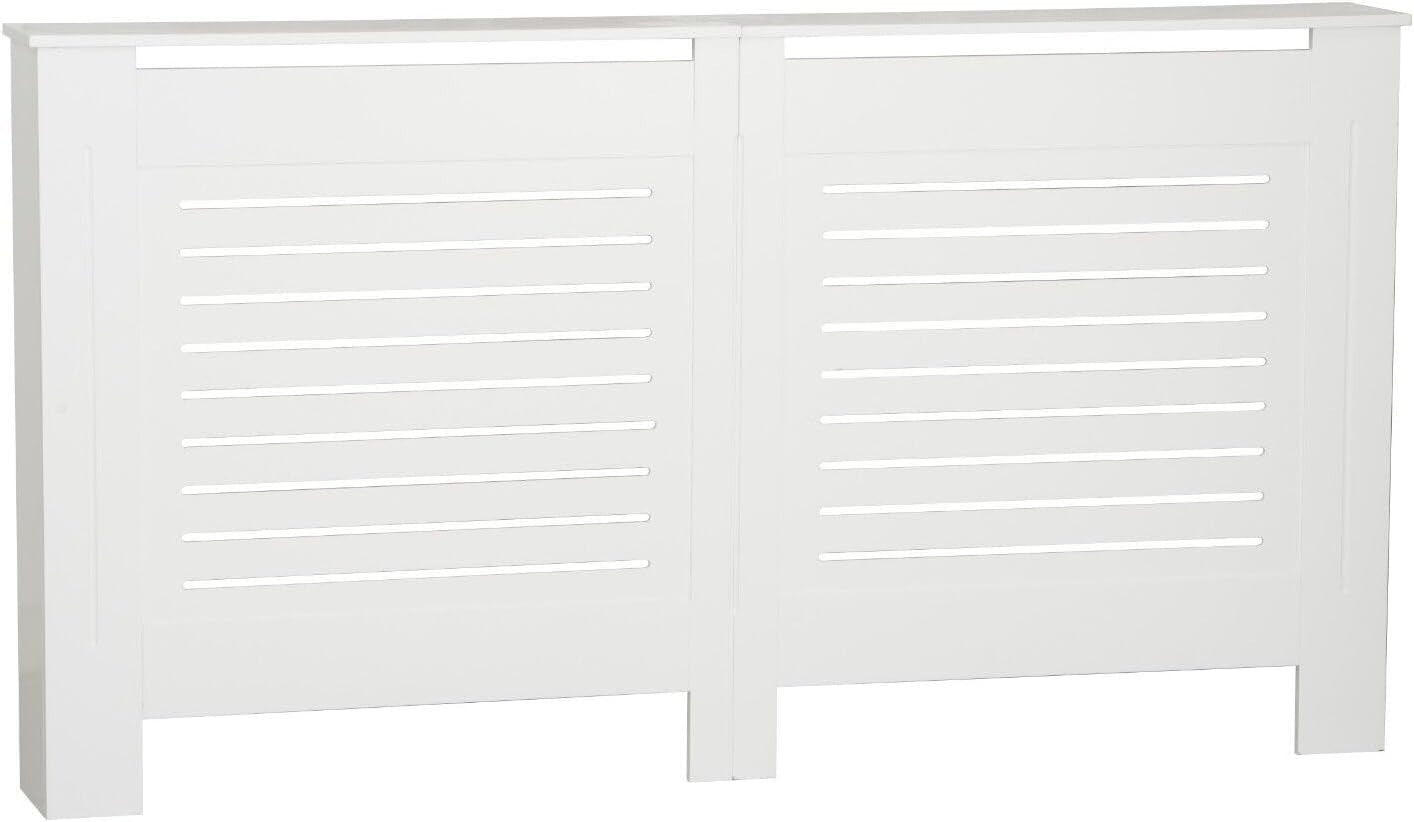 Modern Wooden Radiator Cover MDF Grill Cabinet Shelf | White Large | Decorative