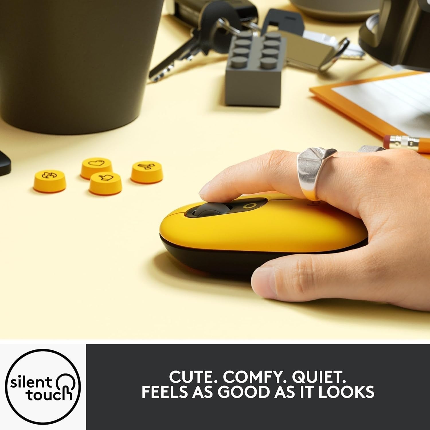 Compact Wireless Bluetooth Mouse Silent Click Emoji Button