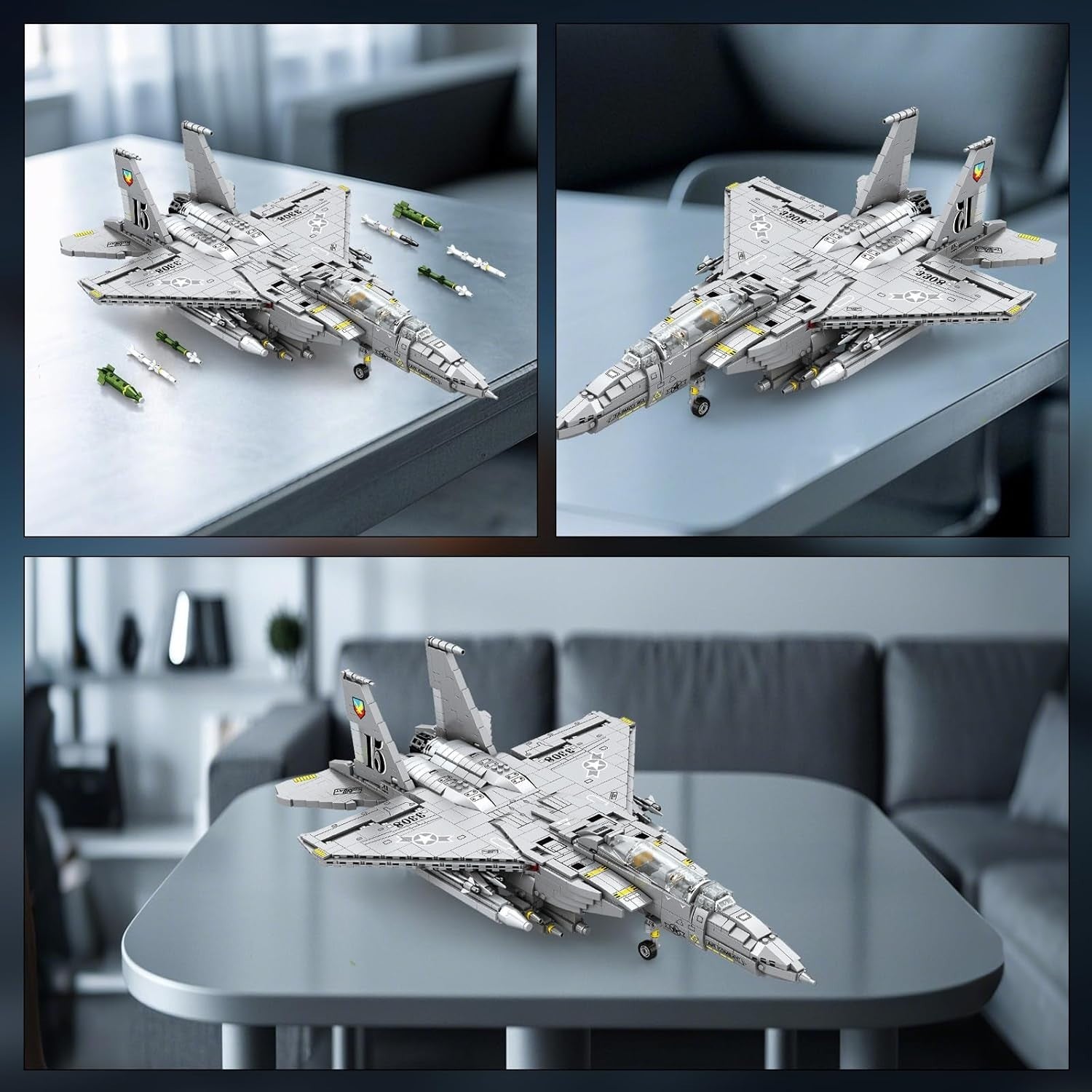 F-15E Fighter Jet Model Kit 2216pcs Military Plane Display Set Adults