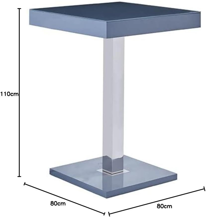 Grey High Gloss Square Bar Table Modern Dining Pub Counter 80×80×110cm Furniture