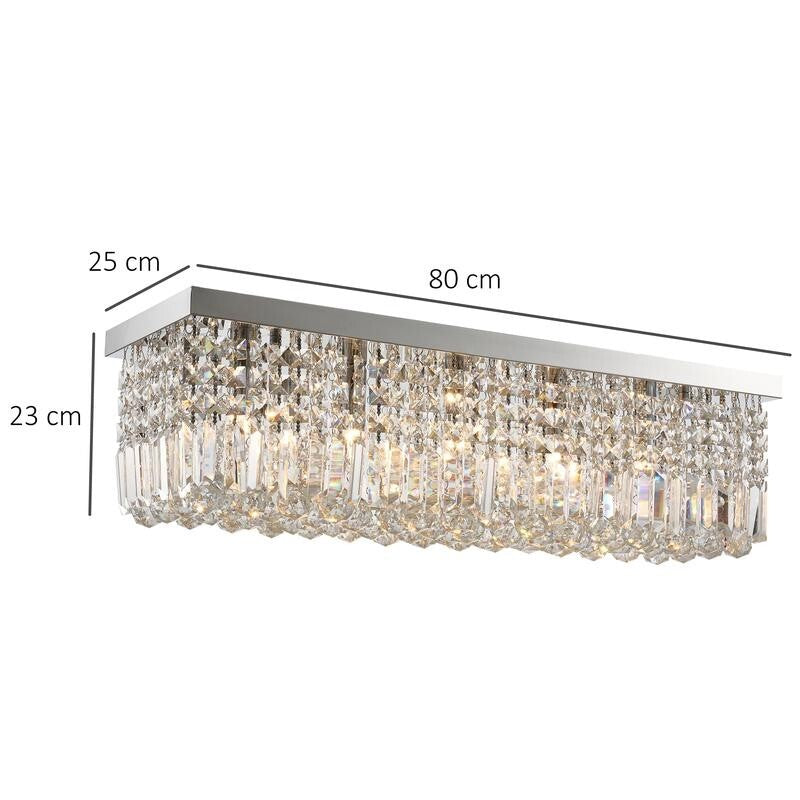 Luxury 80cm K9 Crystal Chandelier Ceiling Light E14 Flush Mount for Lounge Hall