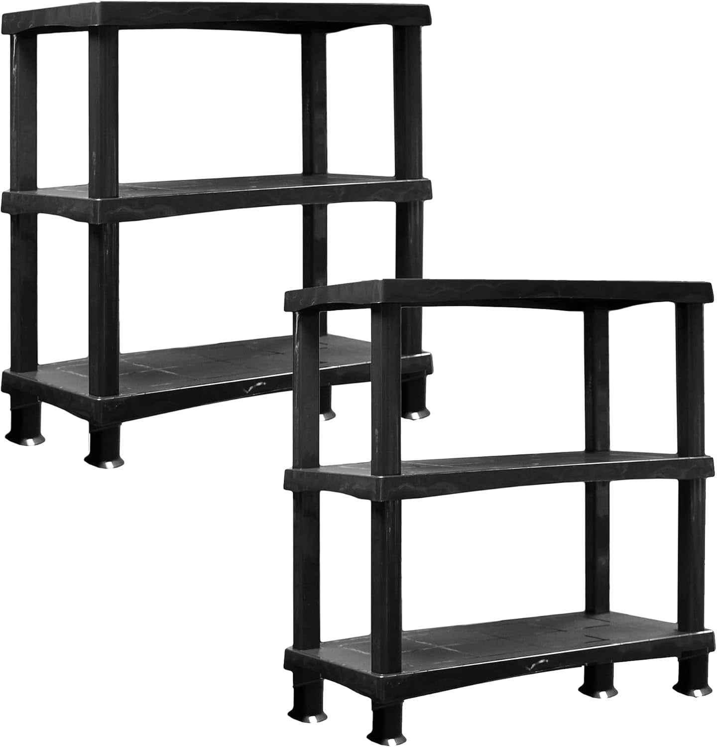 3-Tier Plastic Storage Shelf 40D x 80W x 96H cm Heavy Duty Black
