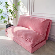 Pink Corduroy 4 Fold Sofa Floor Bed Chair 75x240cm Washable Cover Foam