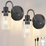 Wireless Rechargeable Wall Sconces 2-Pack, Dimmable 3 Colors, Remote