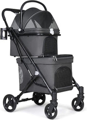 Double Pet Stroller 2 Tier Folding Dog Pram for Small Medium Dogs Cats