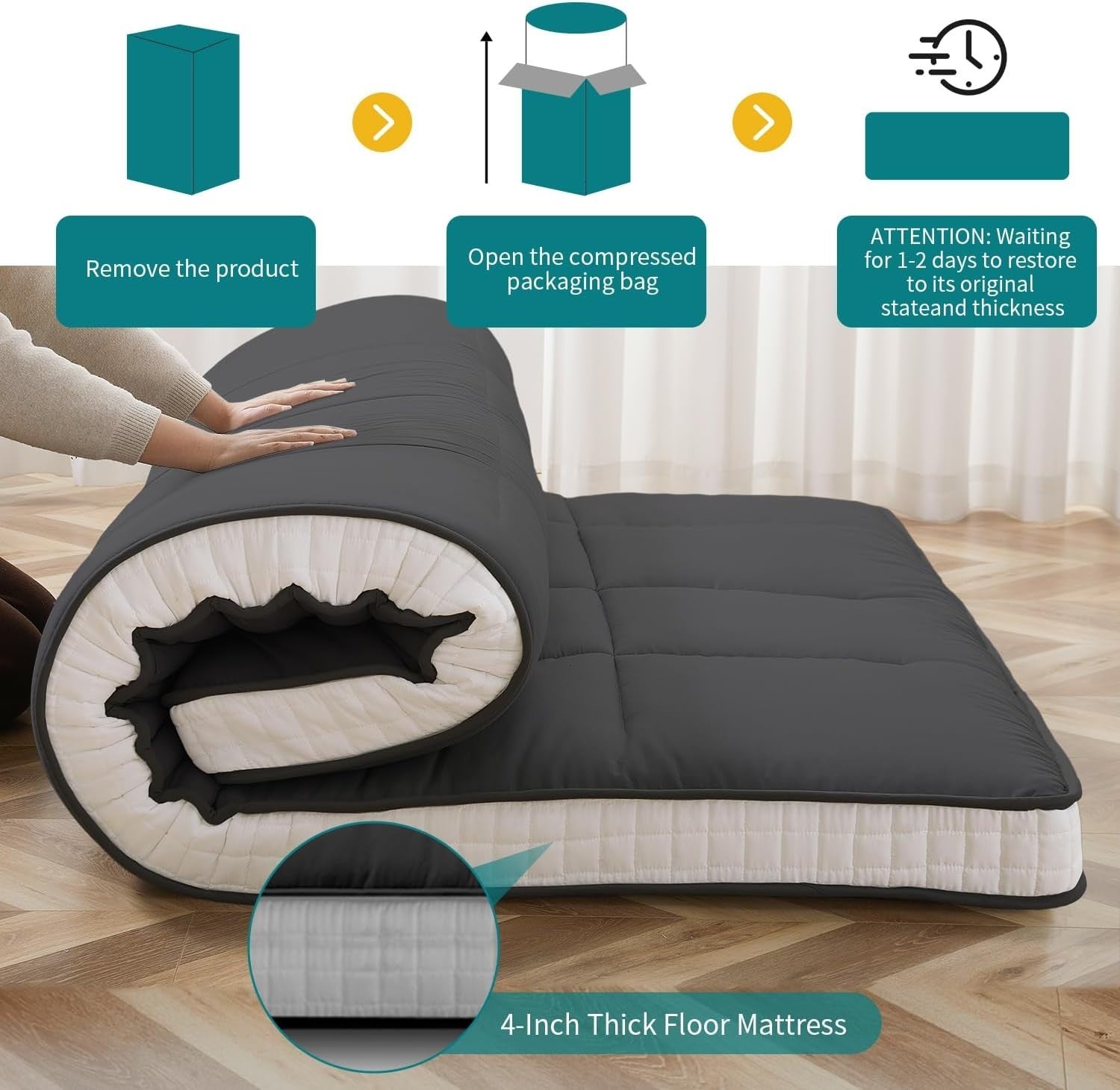 Japanese Foldable Futon Mattress Double Bed Floor Sofa Guest Tatami