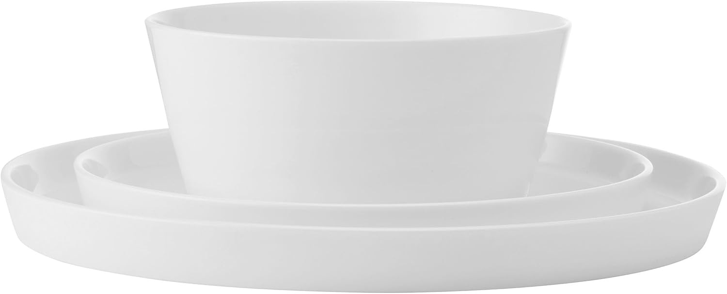 12 Piece Bone China Dinner Set Chip Resistant Plates Bowls White Service 4