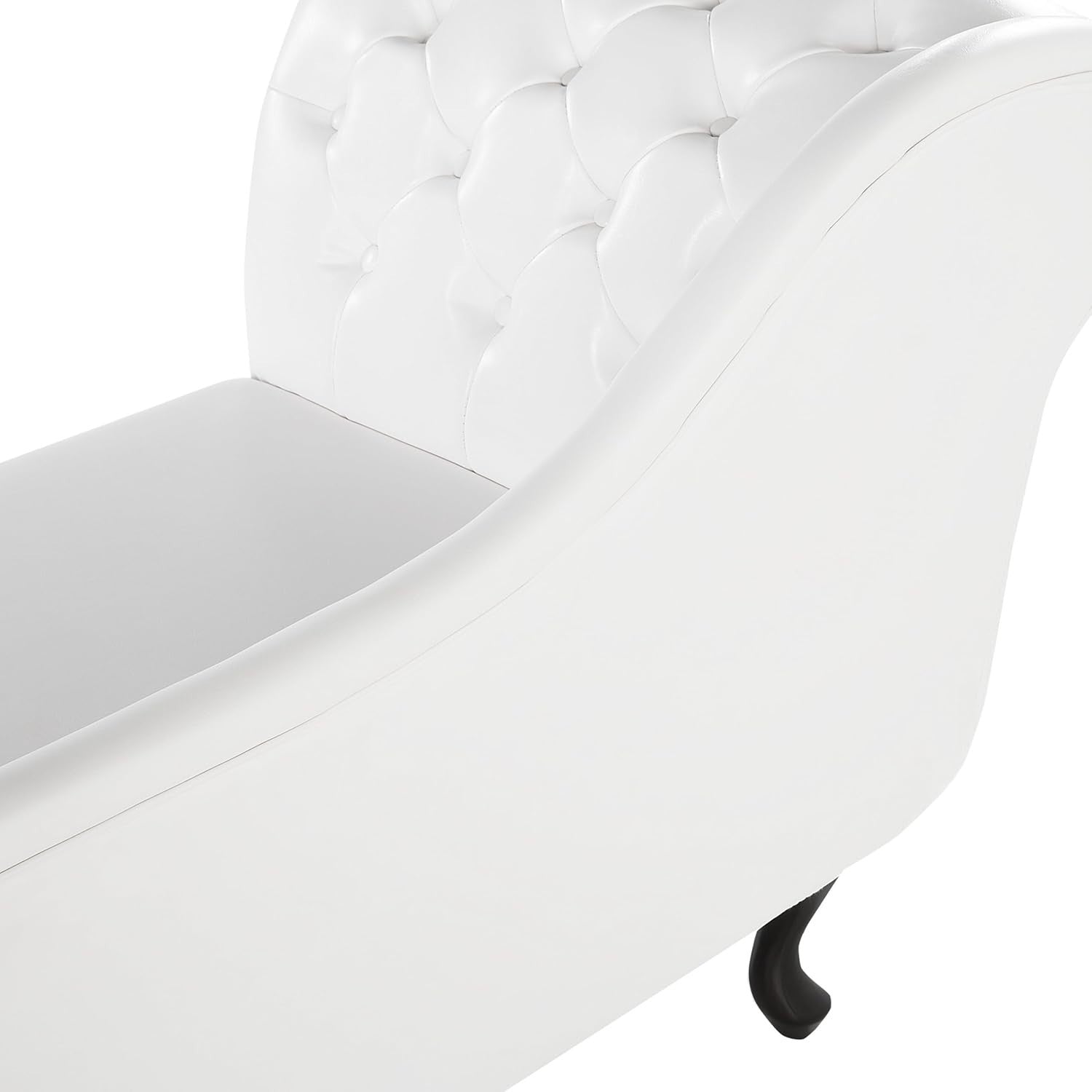 Right Hand Faux Leather Chaise Lounge White Chesterfield Sofa Seat Padded