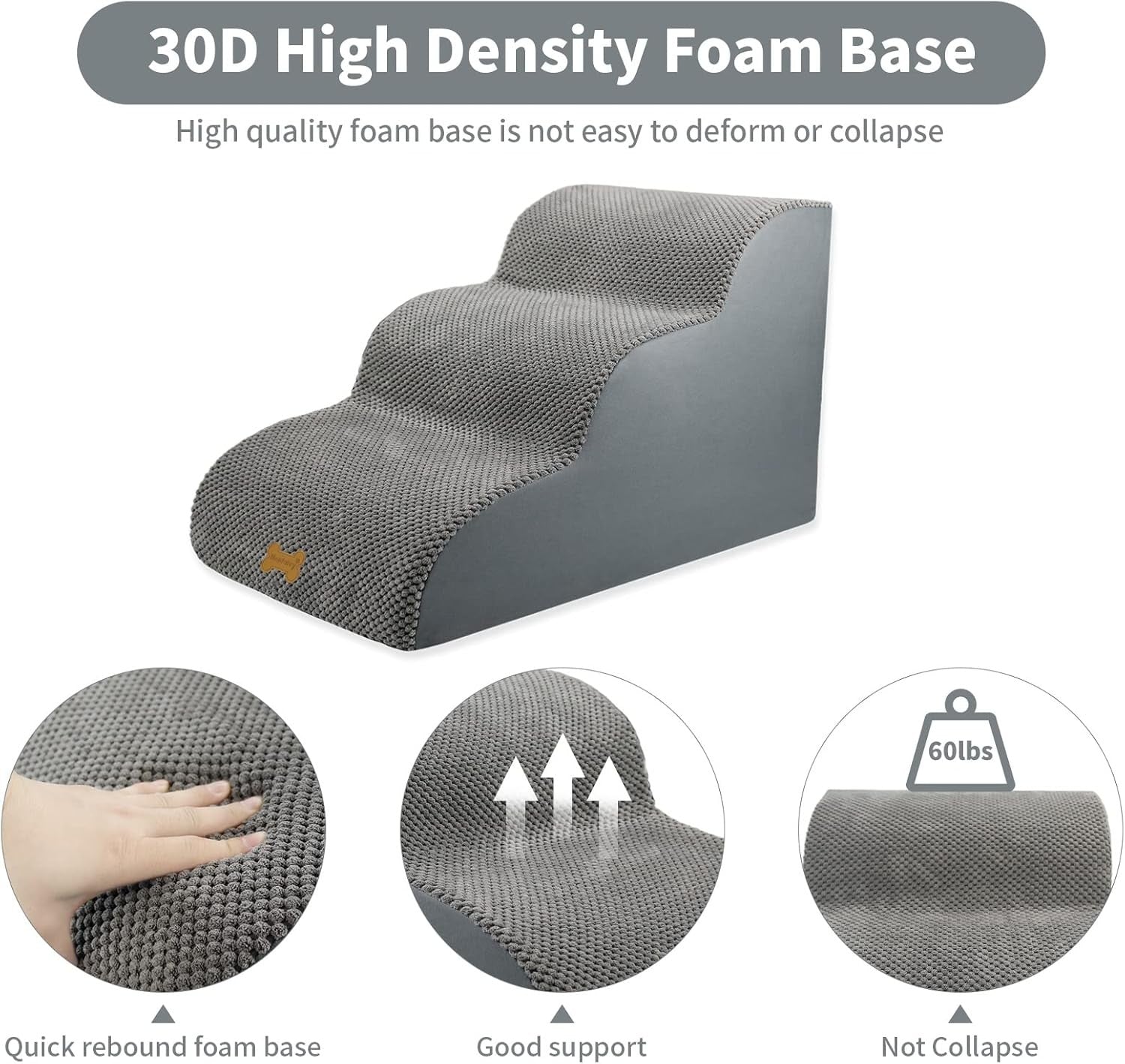 3-Step Dog Stairs Non-Slip Pet Ramp for Small Dogs