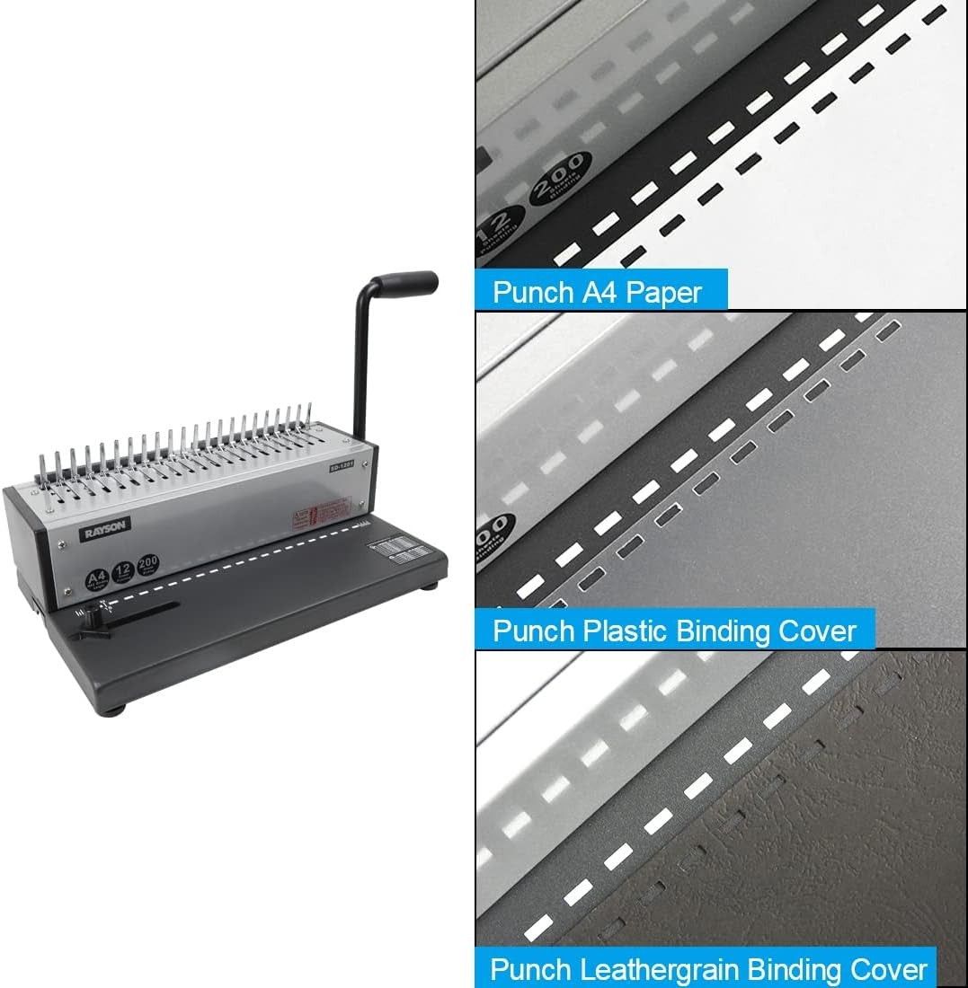 21 Hole Comb Binding Machine 200 Sheet Capacity A4 Office Binder