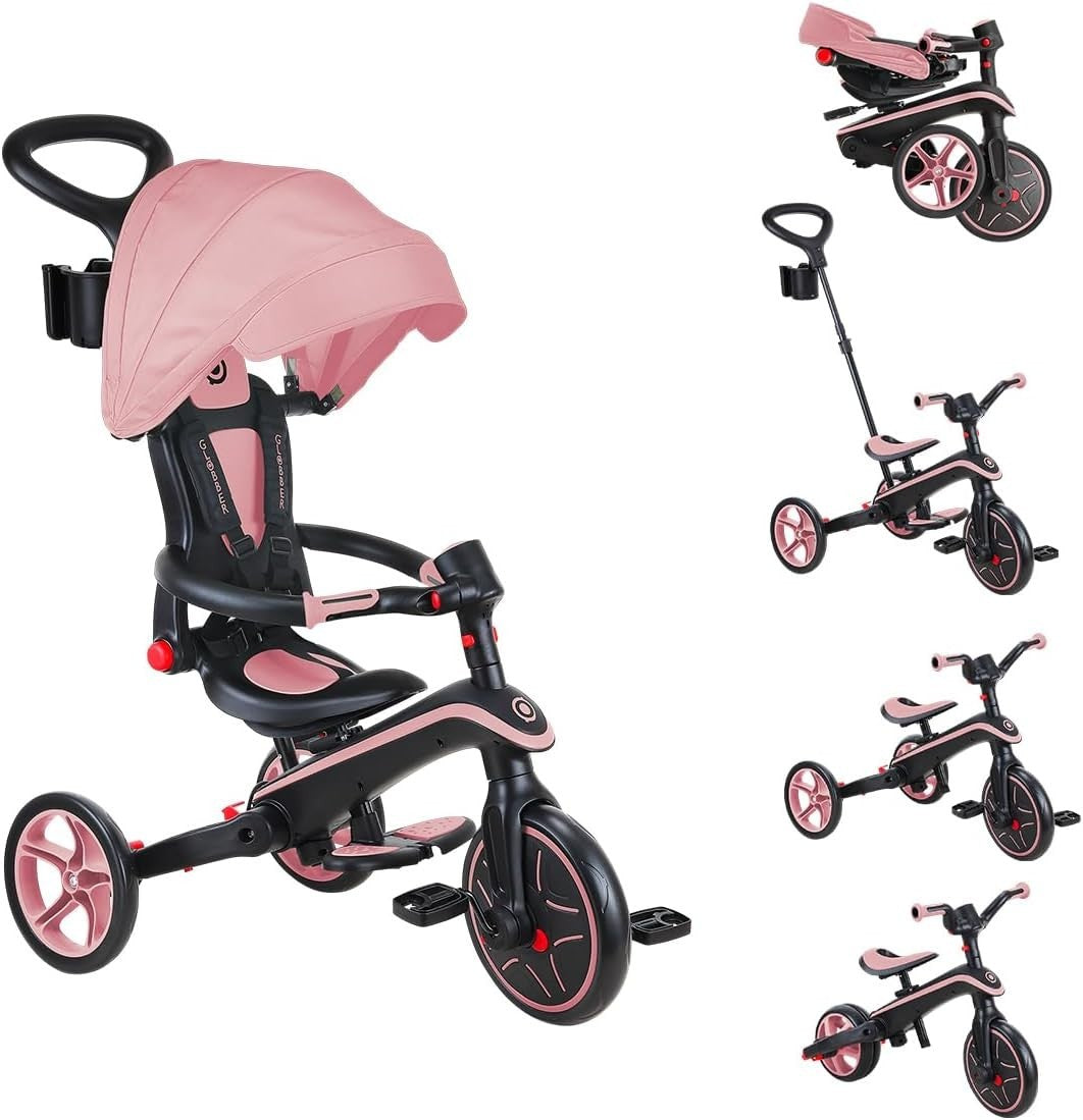 4 in 1 Foldable Trike Balance Bike Kids Ride On Canopy Pink 1-5Y