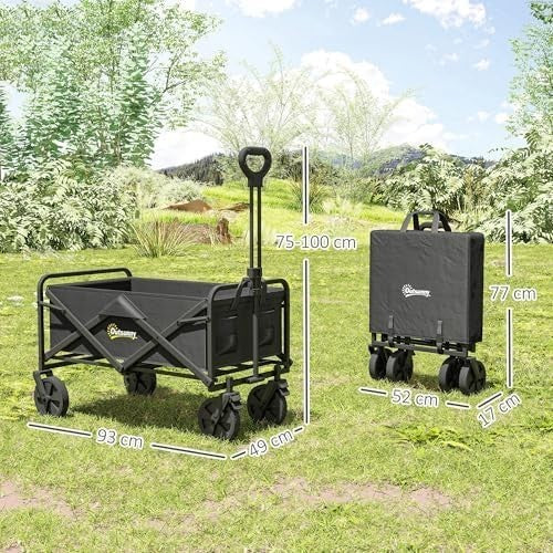 Folding Festival Trolley 90L Camping Garden Shopping Cart on Wheels