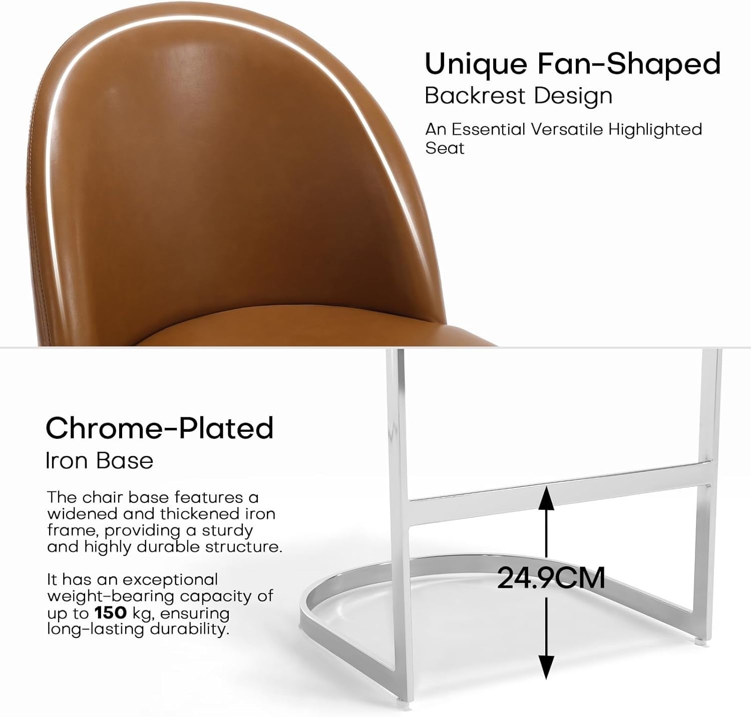 Set of 2 Brown Counter Height Bar Stools PU Leather Swivel Chairs