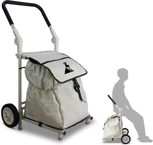 Foldable Shopping Trolley with Seat & 120L Bag, 110 lbs Capacity