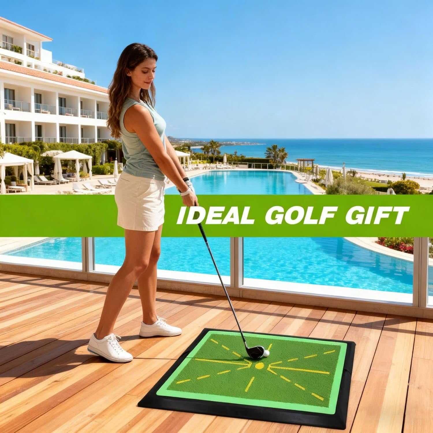 Golf Swing Practice Mat 44x30cm Anti-Slip Swing Path Trainer