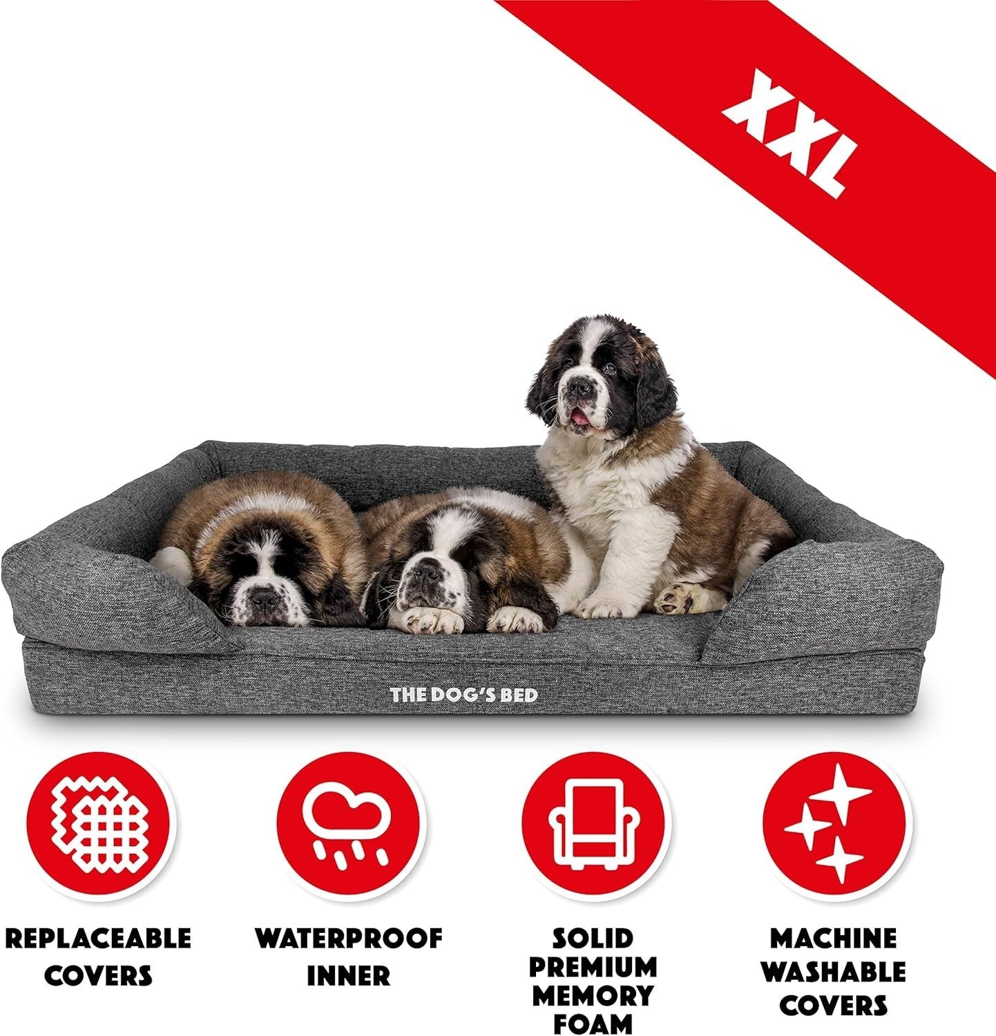 XXL Orthopedic Dog Bed Memory Foam Washable 131x100cm Grey