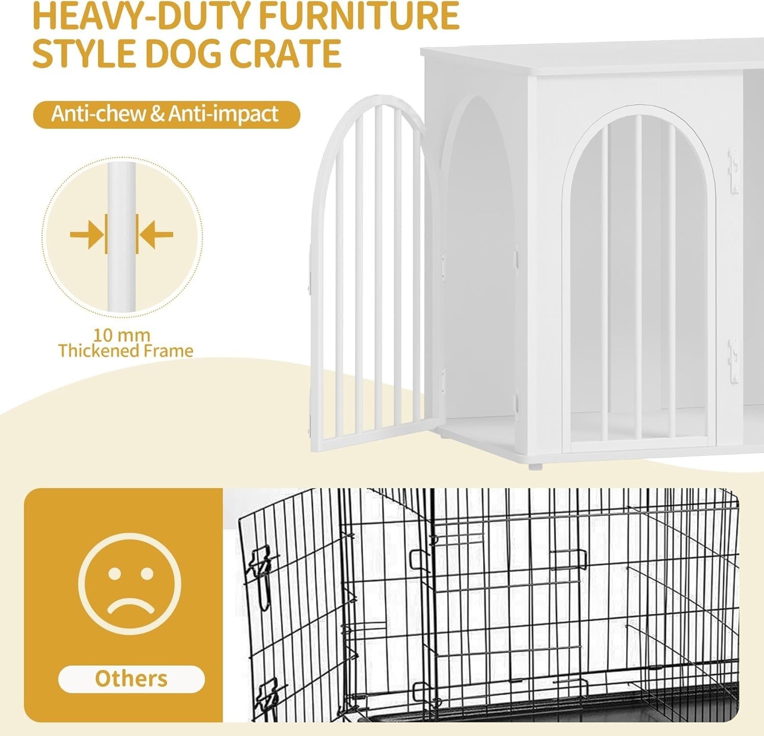 Indoor Small Dog Crate Furniture 68cm White Wooden Kennel Table, Lockable