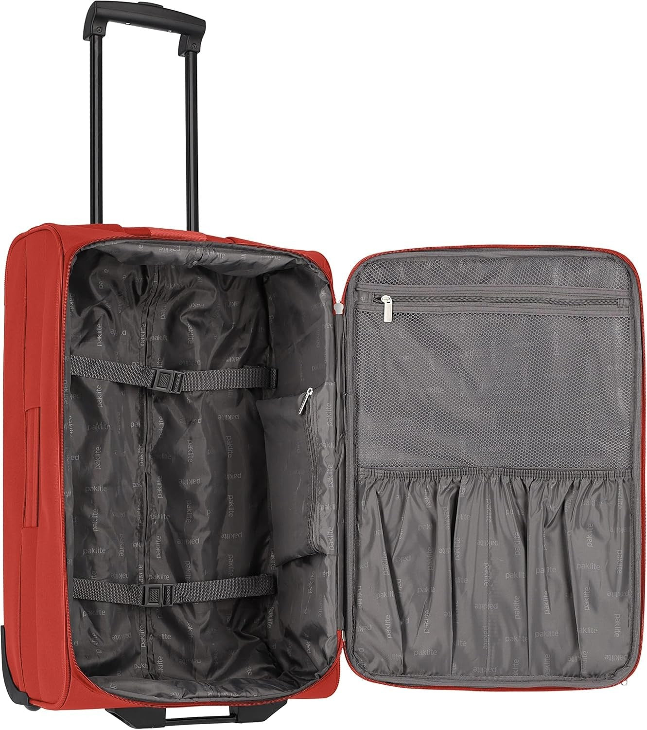 Medium Soft Shell Travel Suitcase 2 Wheel Trolley 63cm 58L Red