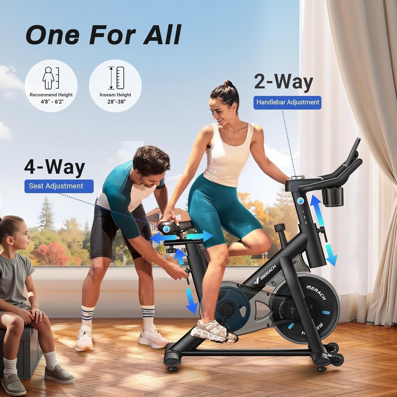 Quiet Magnetic Exercise Bike w/ LED Display, APP Sync, Silent Belt Drive 300lb