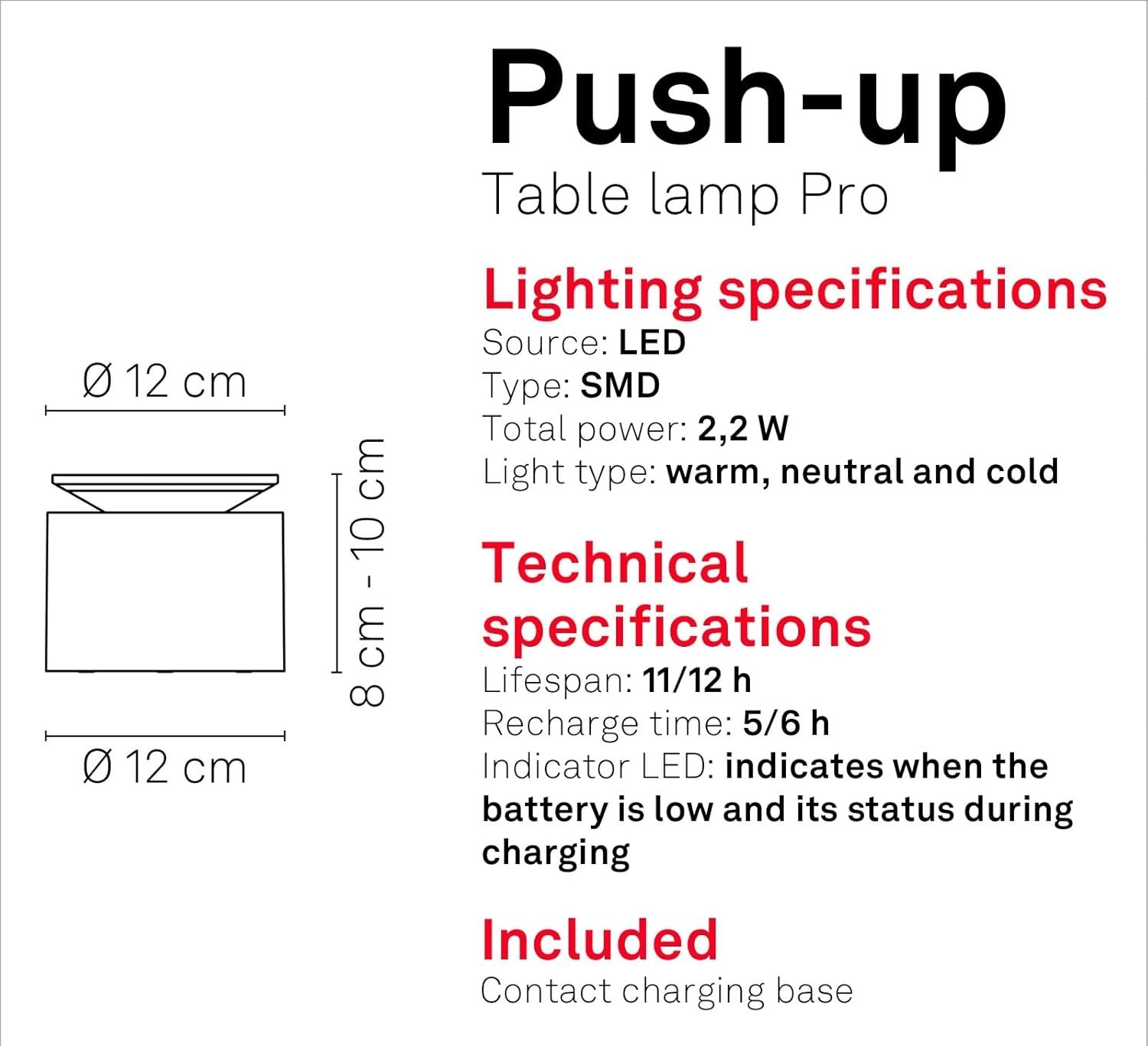 Rechargeable Touch Control Table Lamp | Outdoor Safe, Dimmable, LED Light