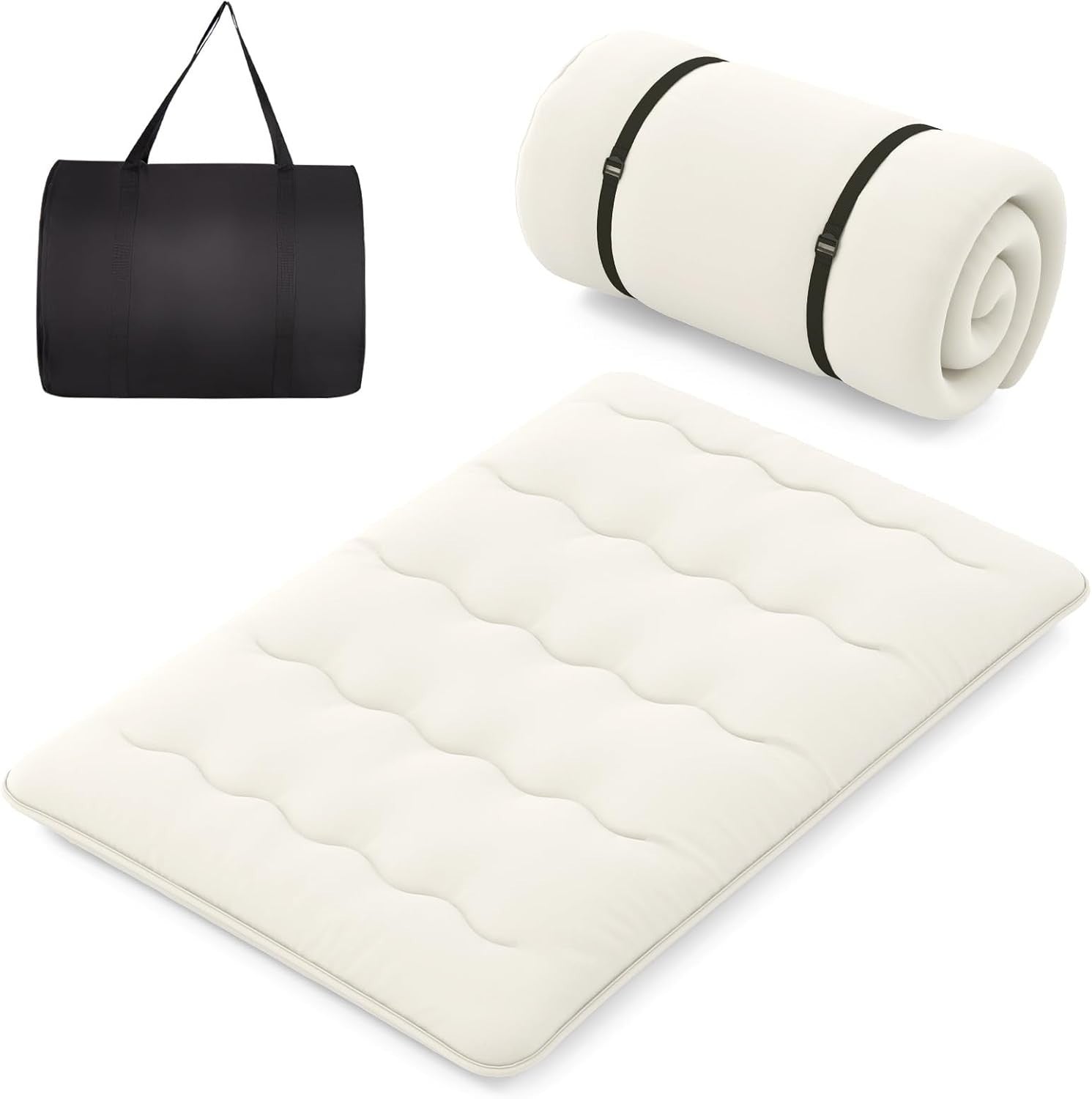 10cm Thick Beige Double Japanese Futon Mattress Foldable Washable Tatami Mat
