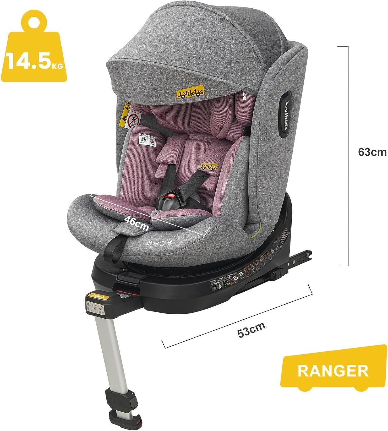 360° Rotating i-Size Baby Car Seat ISOFIX 40–150cm ERF Recline Safety