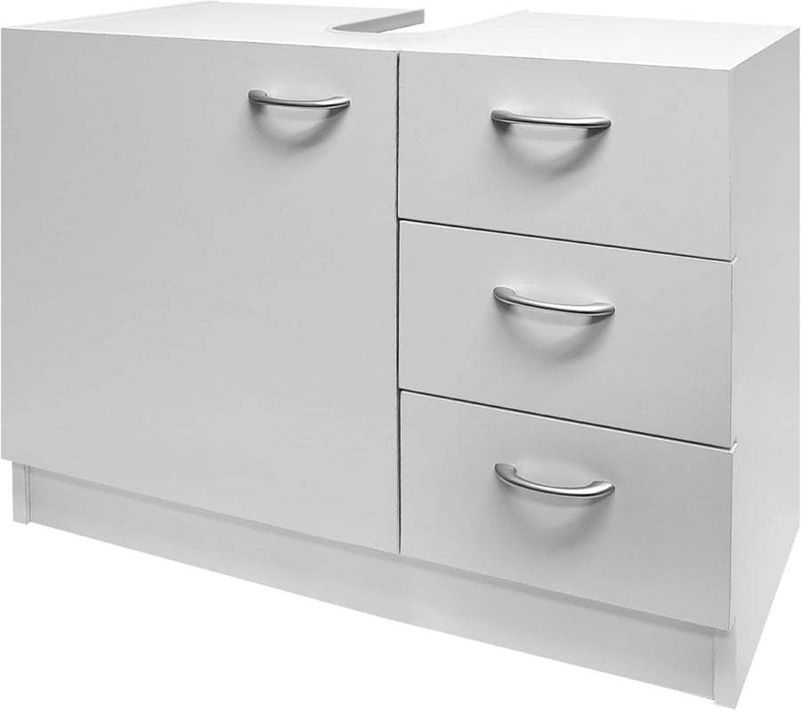 Bathroom Vanity Unit Under Sink Storage Cabinet 3 Drawer Cupboard White
