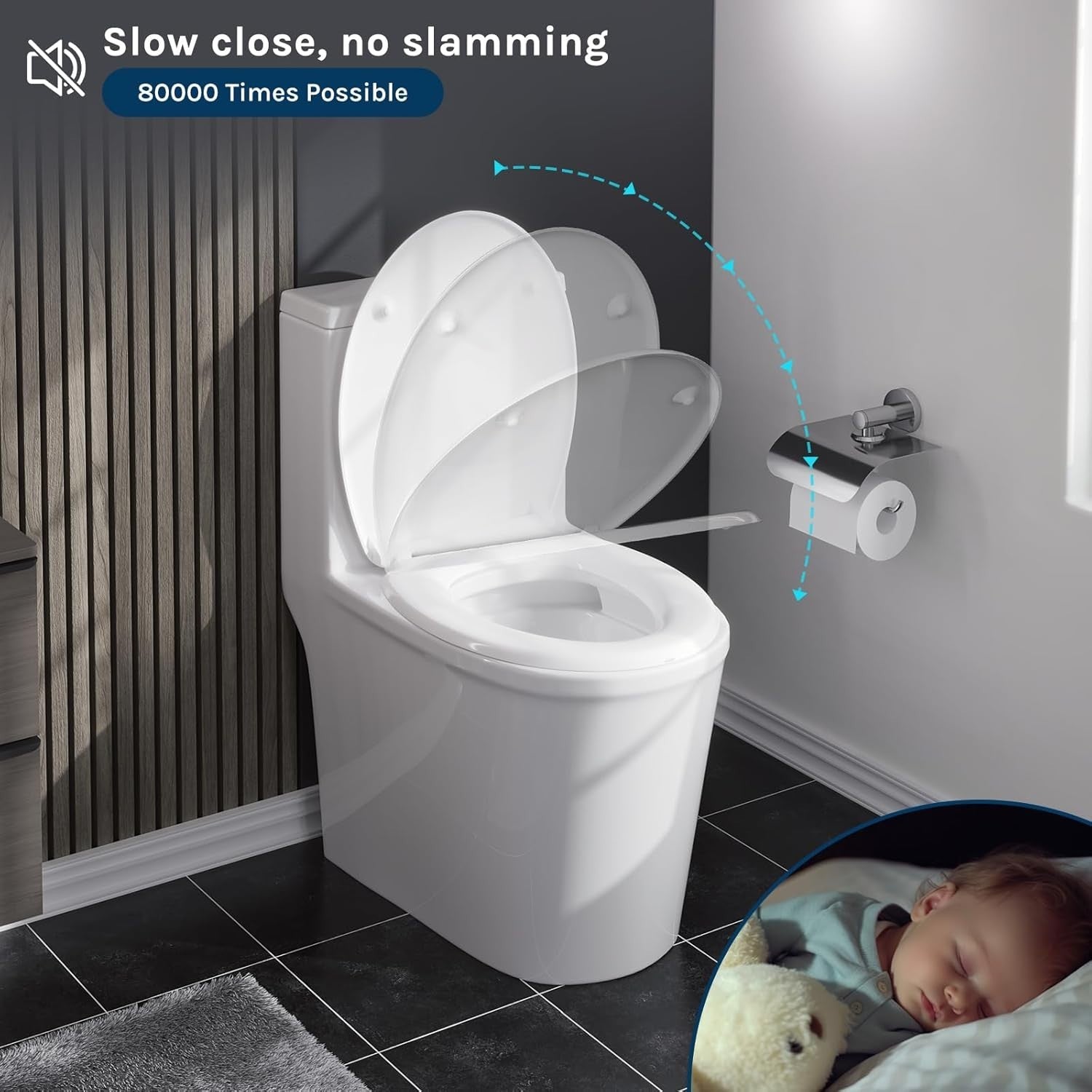 Soft Close Toilet Seat O-Shape Duroplast Quick Release Adjustable Hinges White
