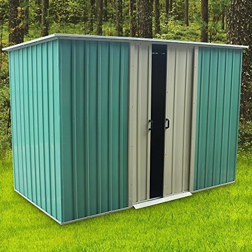 6x4FT Metal Garden Shed Outdoor Storage House Double Sliding Doors Zinc