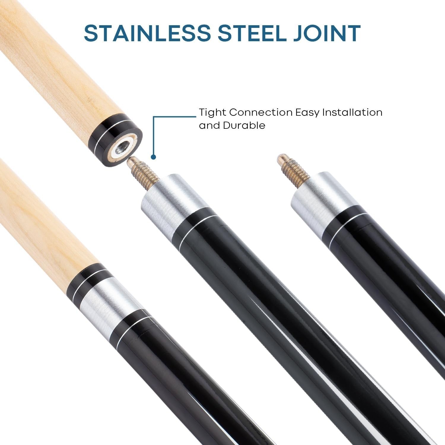 58" Maple Pool Cue 19oz 20oz 13mm Leather Tip Linen Wrap 2-Piece