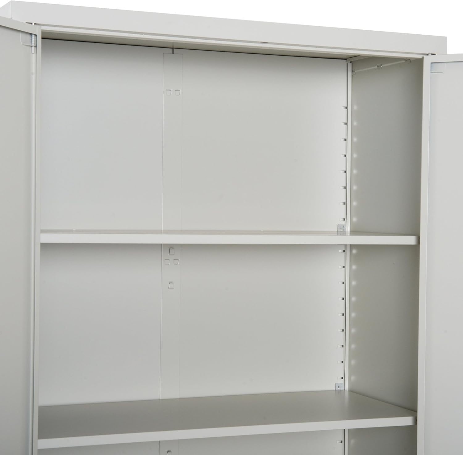 Cream Metal Filing Cabinet 2 Door Lockable Storage with Adjustable Shelf