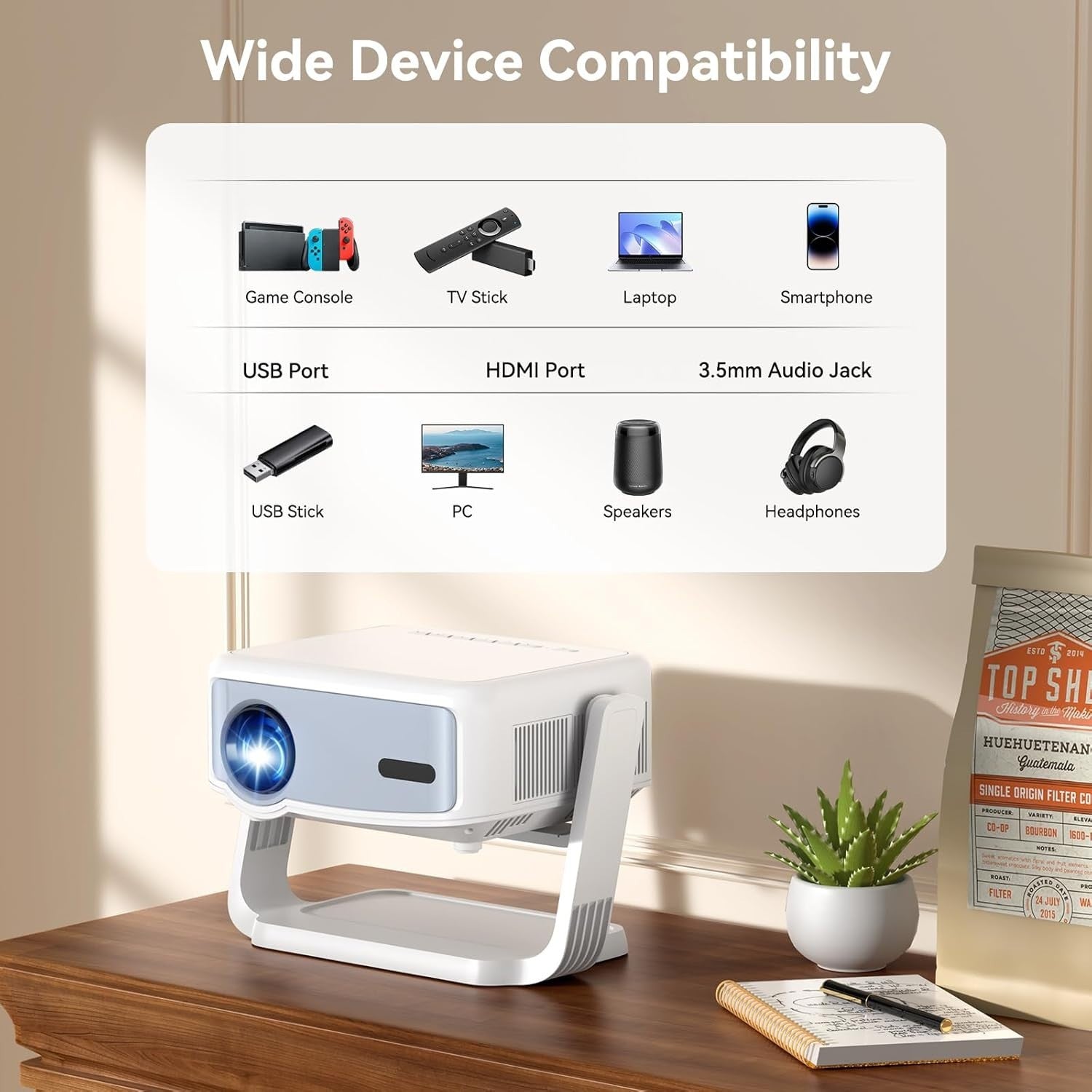 1080P Smart Projector 4K WiFi Bluetooth Netflix Whale TV Home Cinema