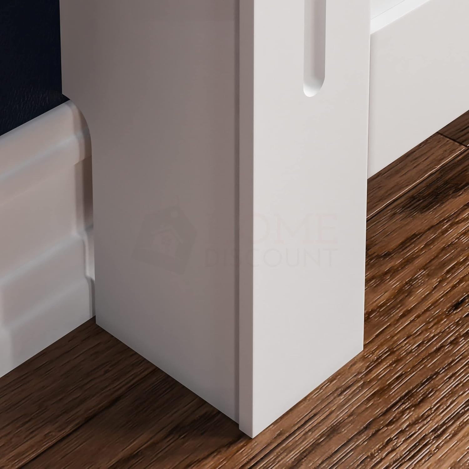 Small White Radiator Cover Cabinet with Modern Slats & Shelf