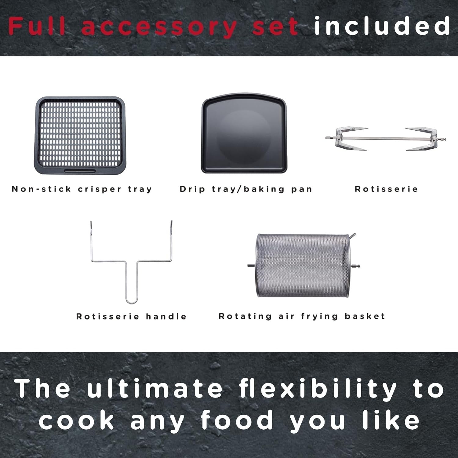 12L Air Fryer Oven Rotisserie 10-in-1 Oil Free Digital 1800W