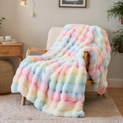 Luxury Plush Fleece Throw Blanket Thick Warm Sofa Bed Rainbow 100x160cm