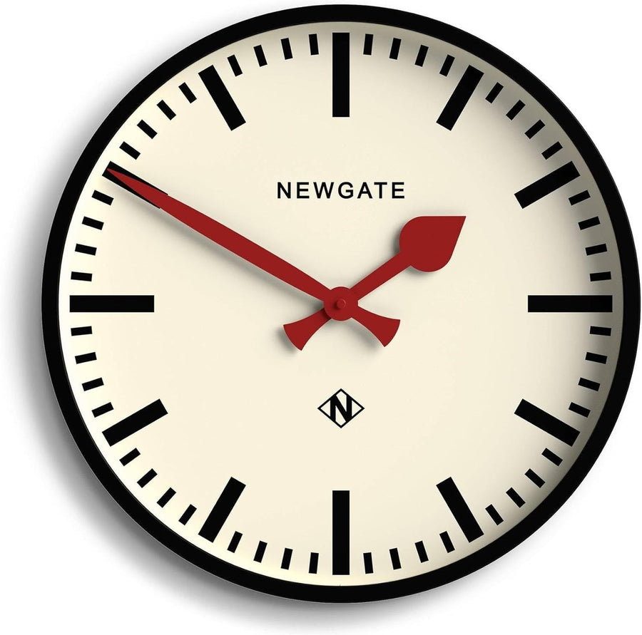 Large Vintage Style Wall Clock Silent Sweep Black Metal Station Decor 43cm