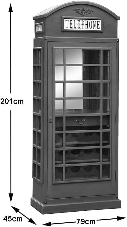 Telephone Box Drinks Cabinet Bar Unit – Retro Home Bar Storage Wine Display Red
