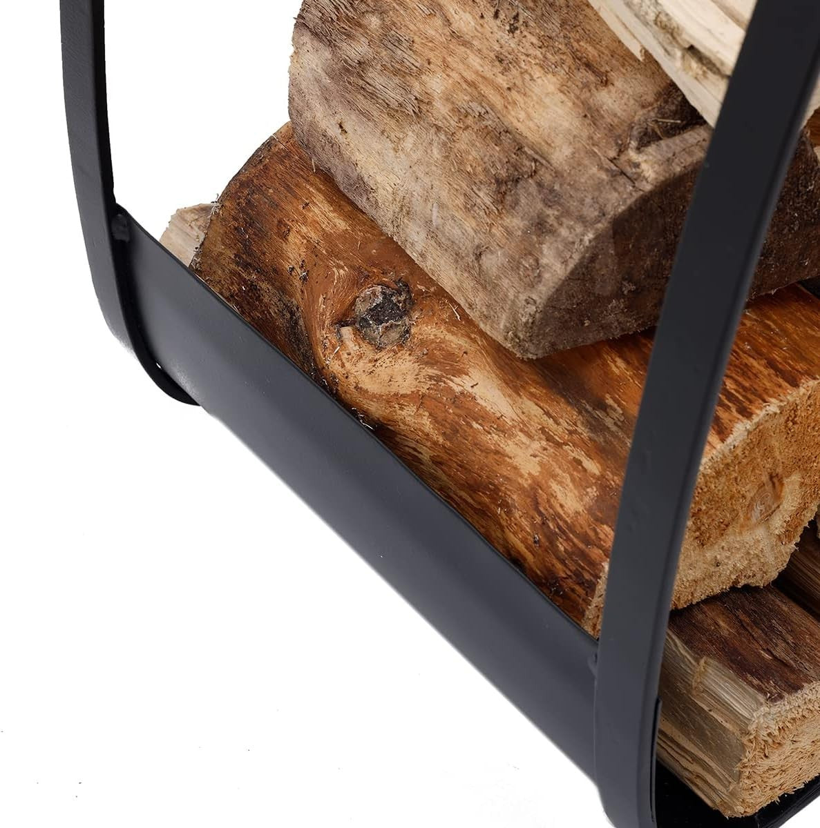 6kg Firewood Log Holder Indoor Outdoor Iron Rack Black Matte Modern Tidy