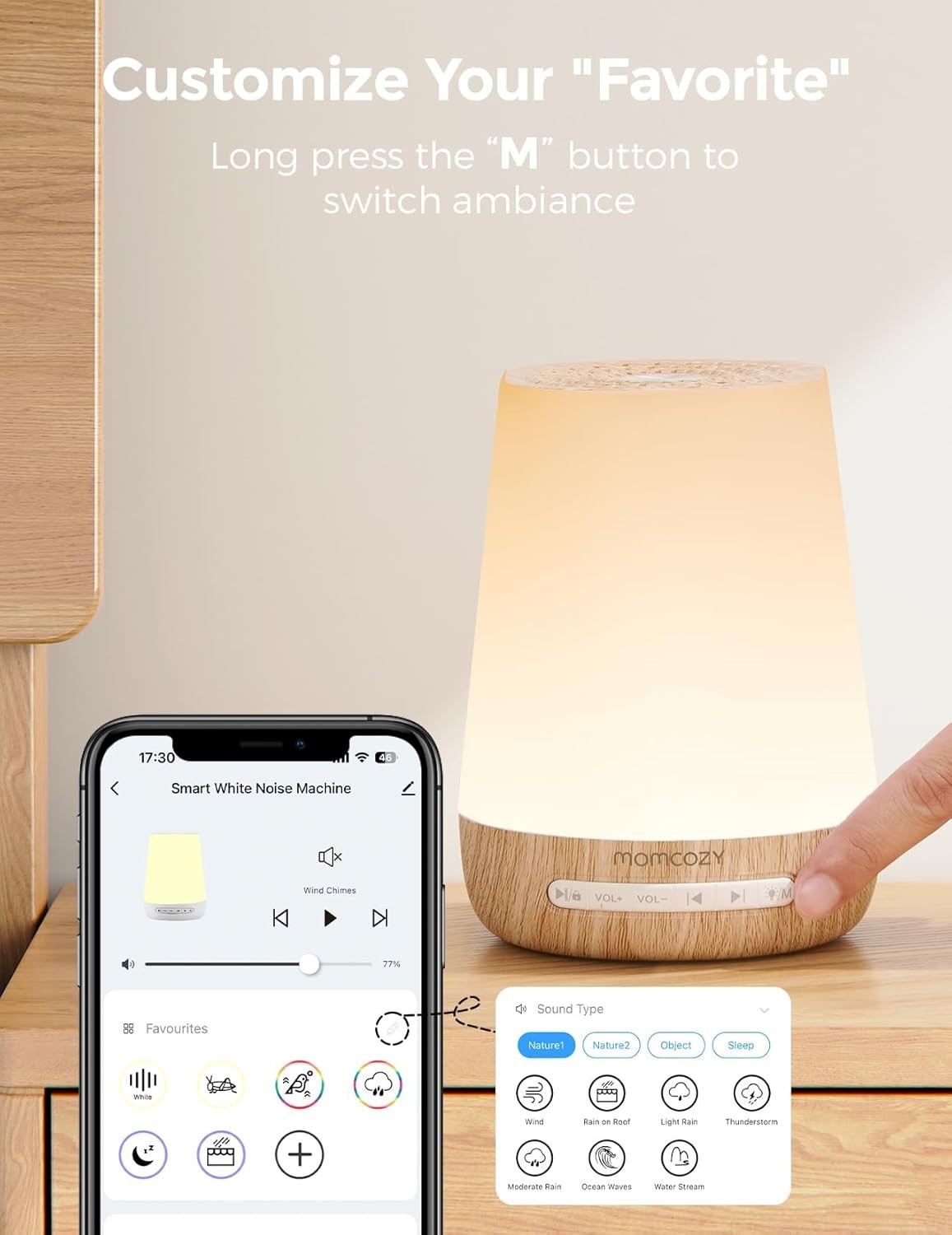 Baby White Noise Machine for Sleep | 34 Soothing Sounds, Night Light & App