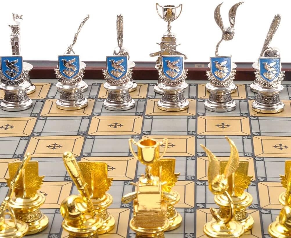 Luxury Quidditch Chess Set – Silver & Gold Plated Pieces, Hardwood Board Gift