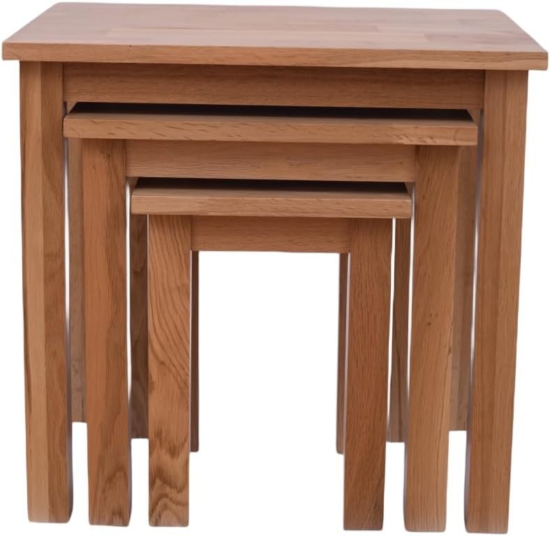 Space Saving Oak Nesting Tables Set of 3 Side End Coffee Living Room Natural