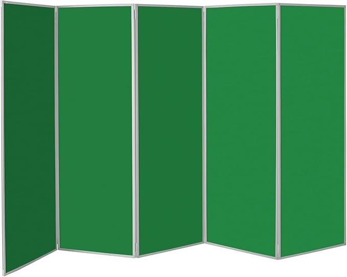 Emerald Green 5-Panel Folding Room Divider 180×300cm – Office & School Partition