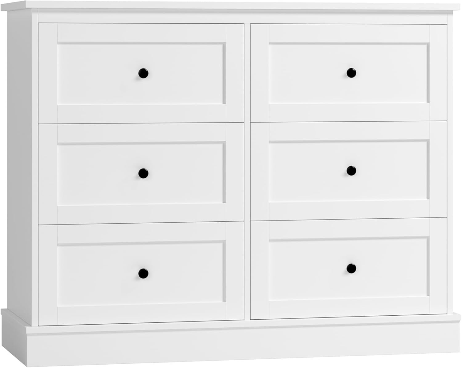 6 Drawer White Wooden Storage Cabinet Chest Sideboard Dresser 108x40x87cm