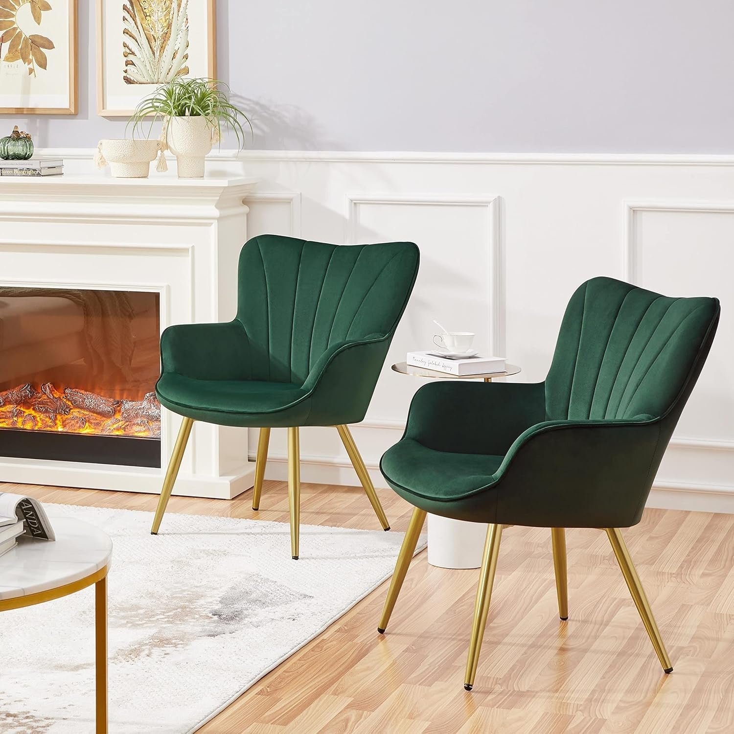 Green Velvet Tub Chair Set of 2 – Modern Upholstered Accent Seating